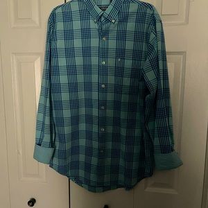 Izod button down plaid shirt - blue / bright blue